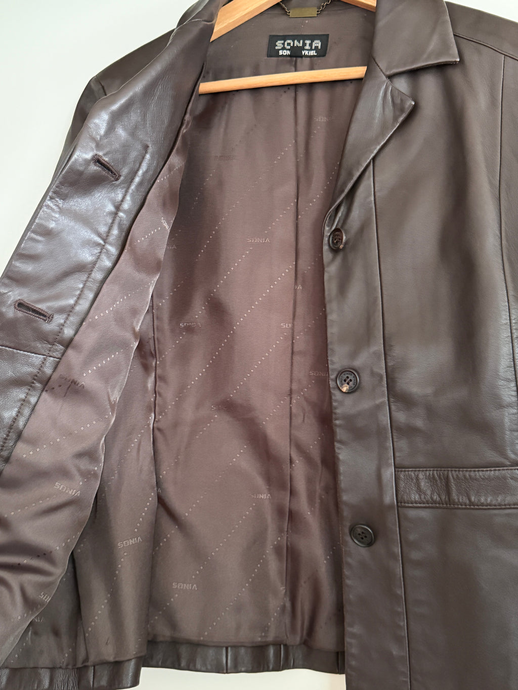 Sonia Rykiel Vintage Chocolate Brown Leather Jacket (Fits S)