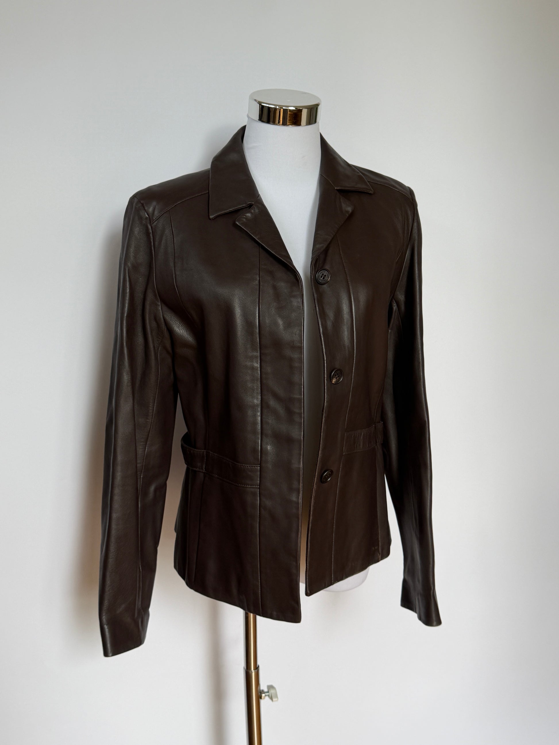 Sonia Rykiel Vintage Chocolate Brown Leather Jacket (Fits S)
