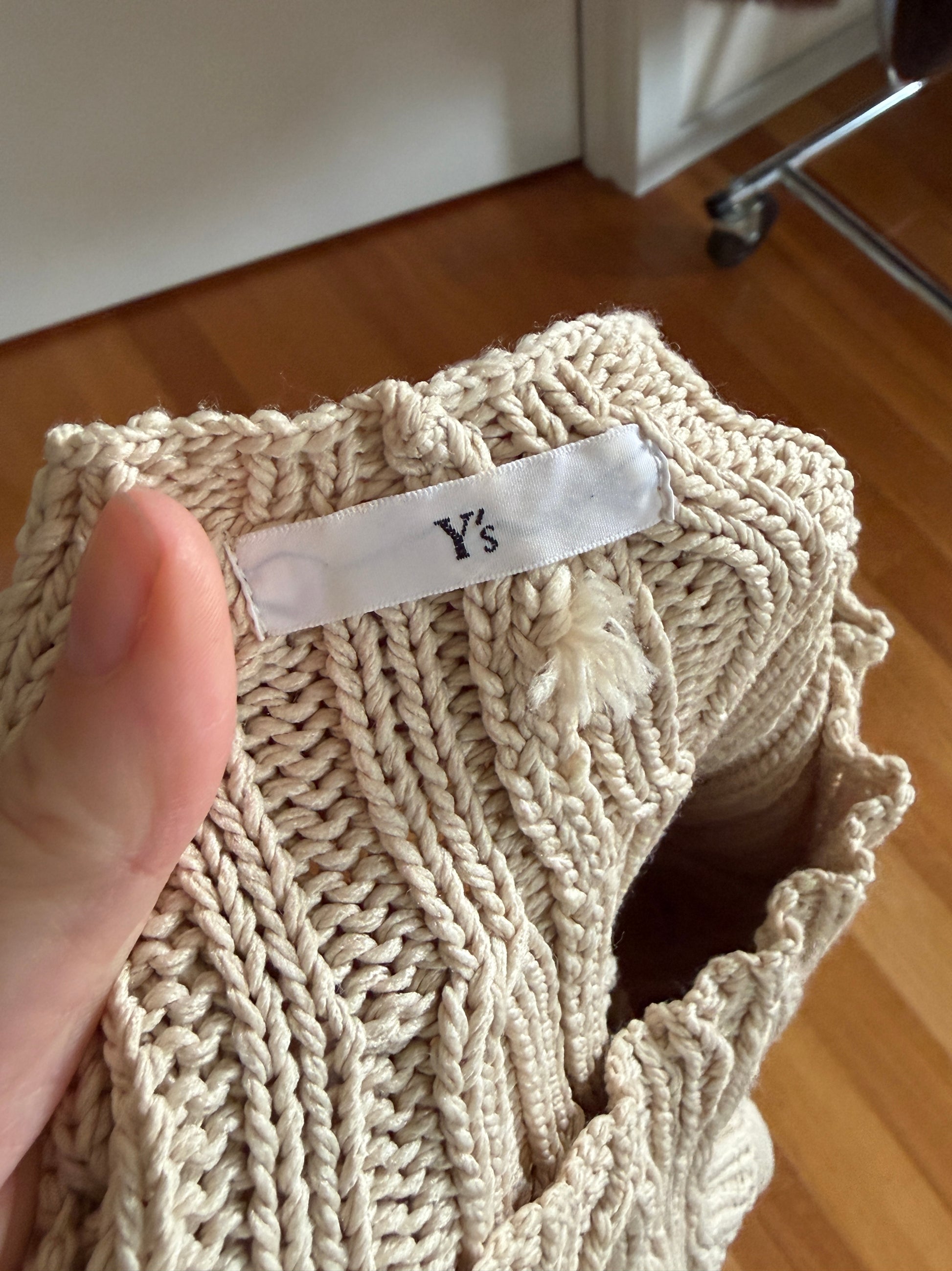 Yohji Yamamoto Vintage Beige Structured Knit Sweater (Fits XS/S)