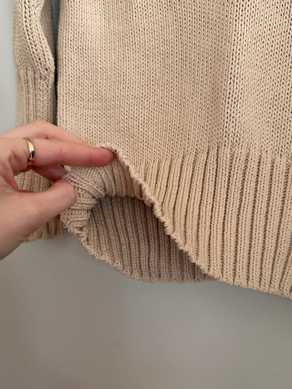 Yohji Yamamoto Vintage Beige Structured Knit Sweater (Fits XS/S)