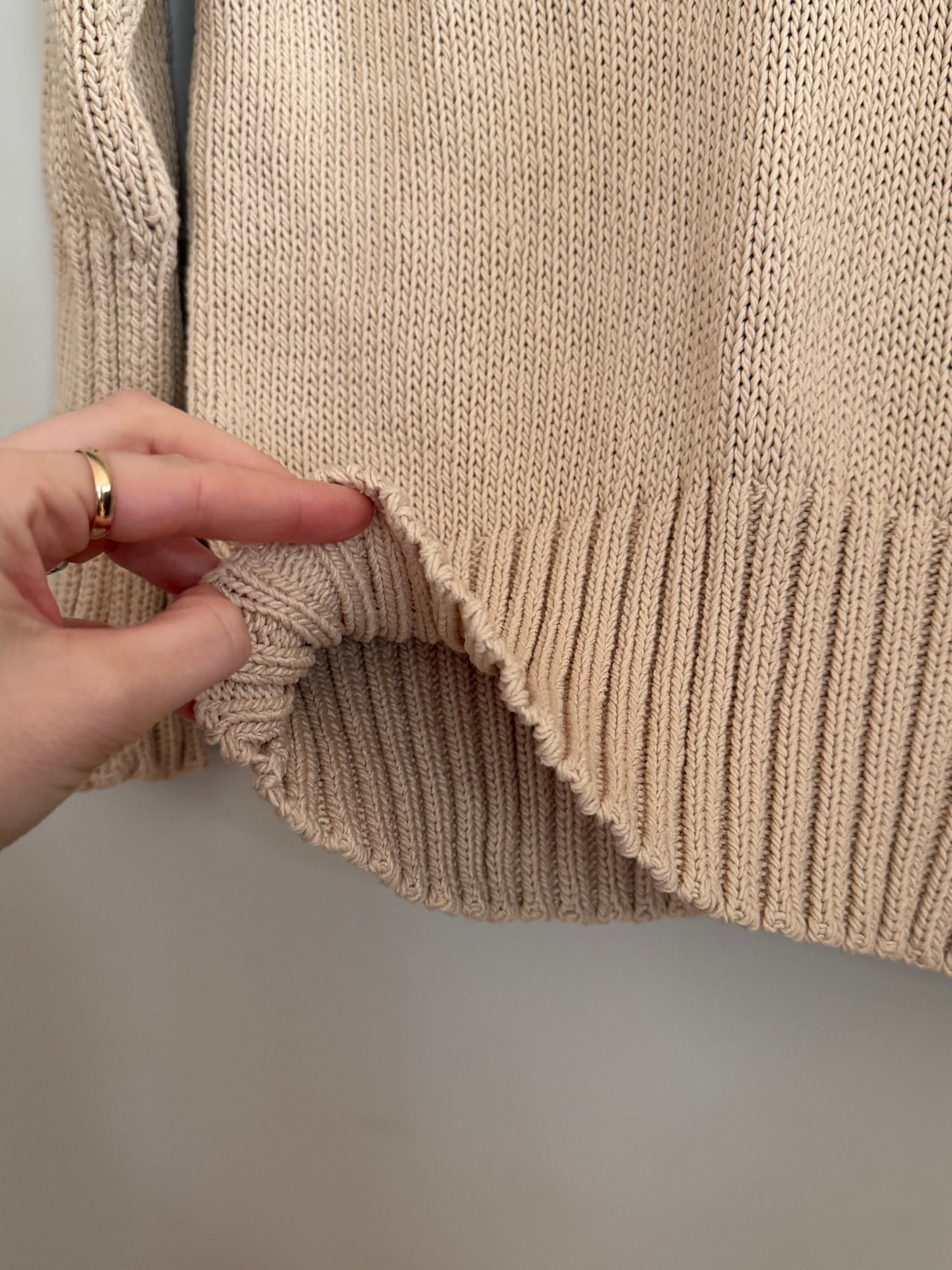 Yohji Yamamoto Vintage Beige Structured Knit Sweater (Fits XS/S)