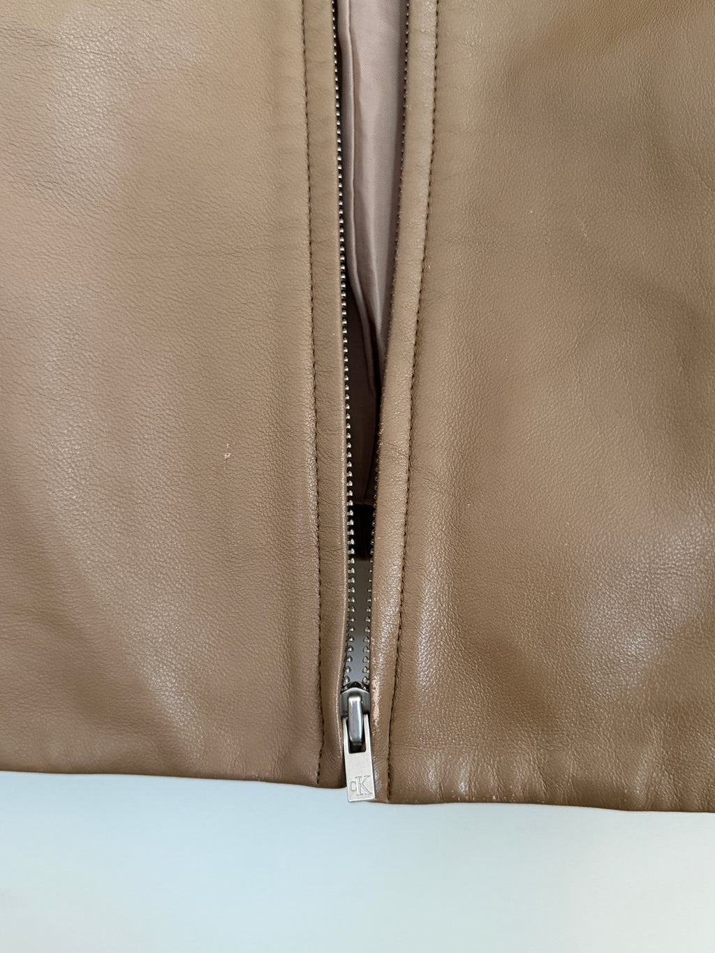 CK Calvin Klein Vintage Tan Leather Jacket (Fits XS/S)