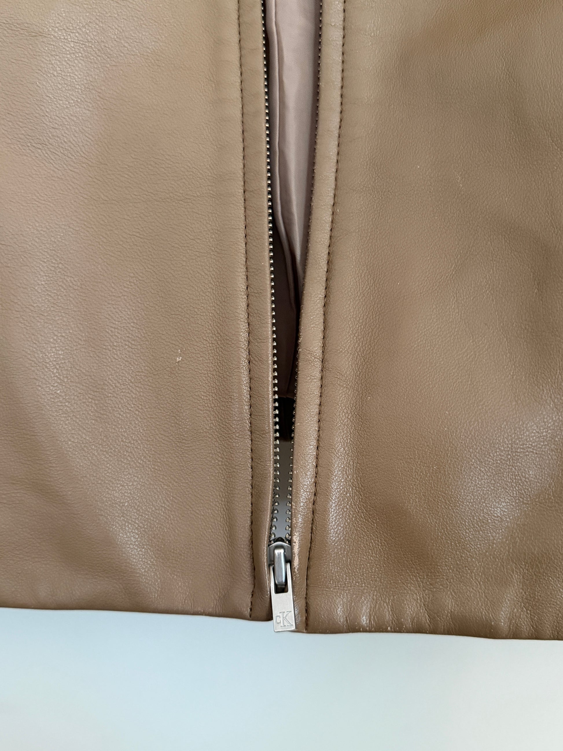 CK Calvin Klein Vintage Tan Leather Jacket (Fits XS/S)