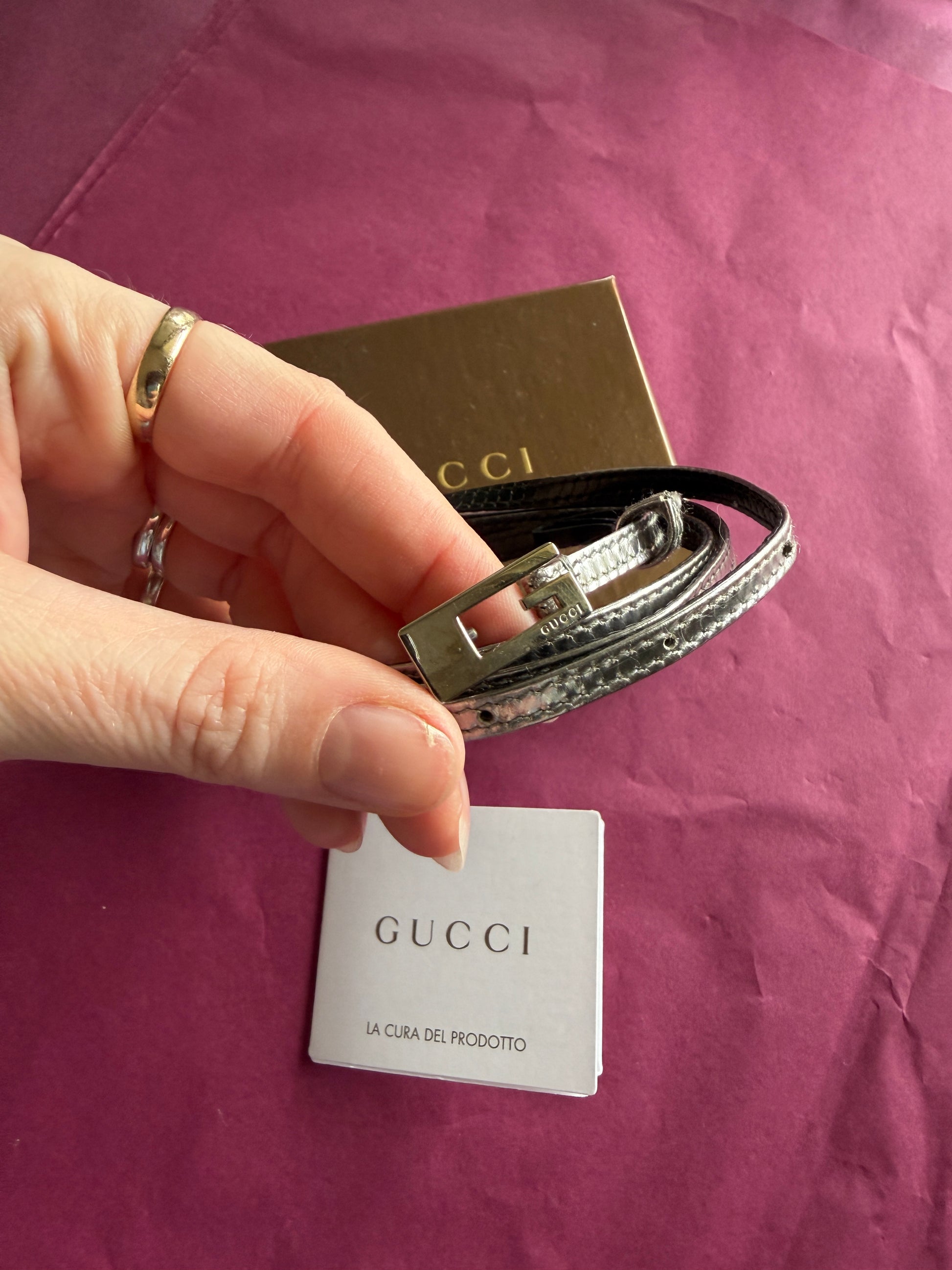 Gucci Skinny Belt — Silver