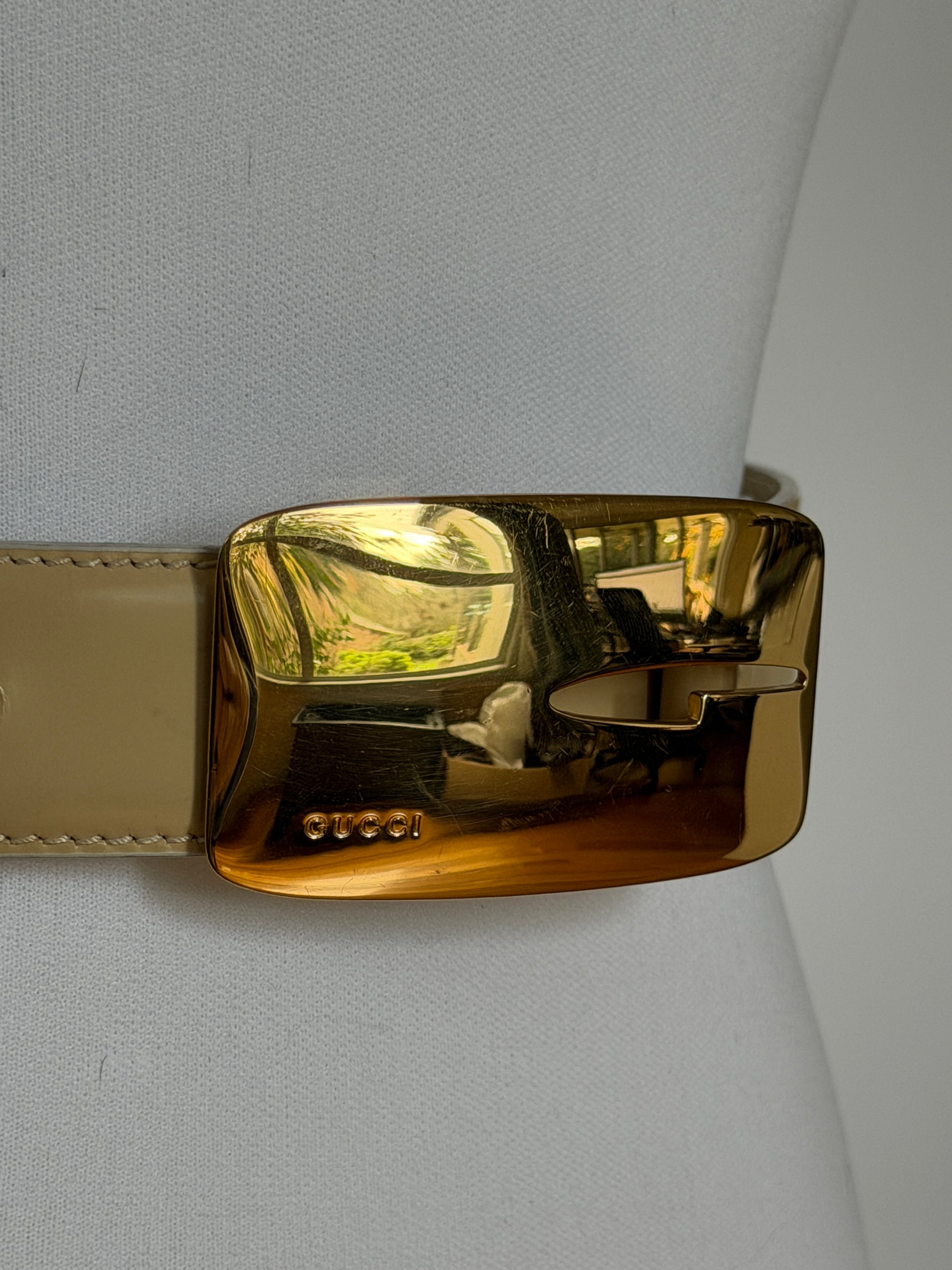 Gucci 1996 AW Tom Ford Era Archive Belt in beige Leather