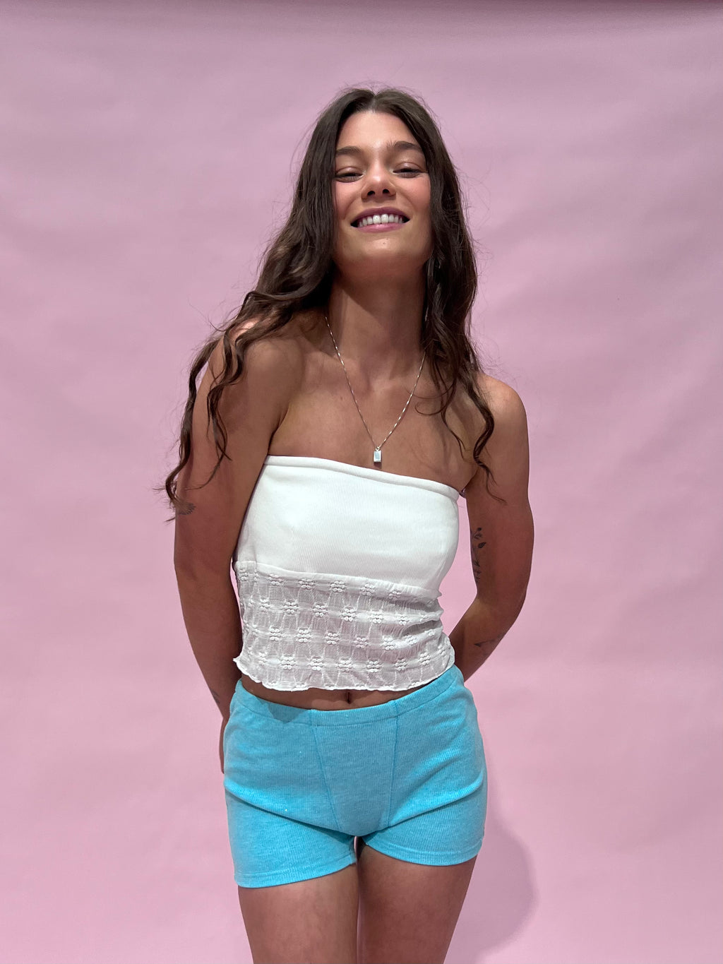 Sabrina Mesh Boob Tube — White