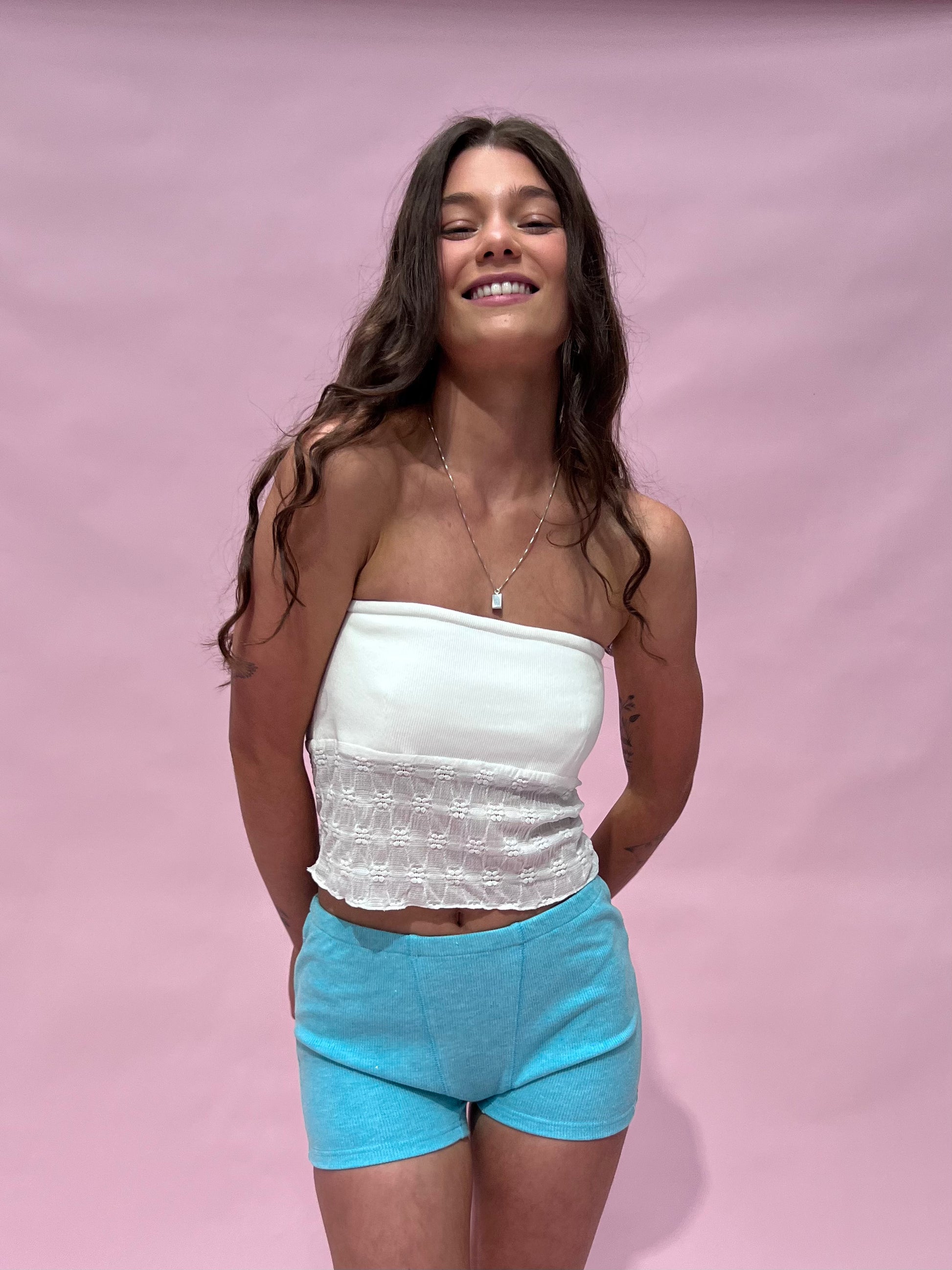Sabrina Mesh Boob Tube — White