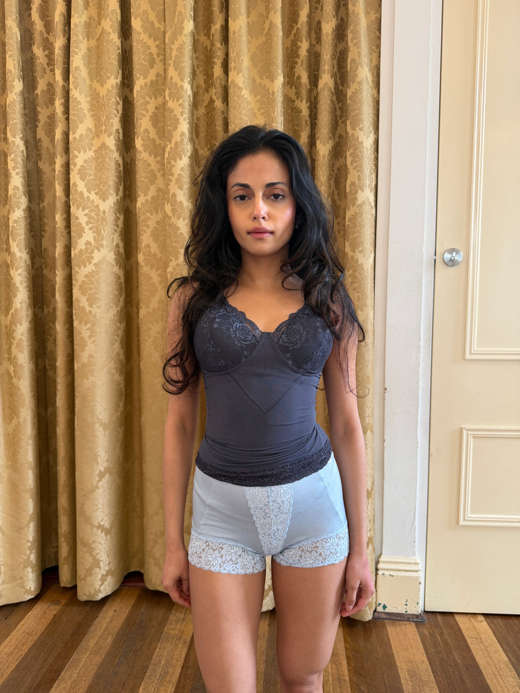 Baby Blue Lace Boyshorts (XS)
