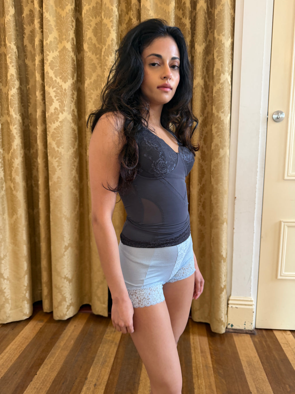 Navy Blue Lace Body Shaper Cami (S–M)
