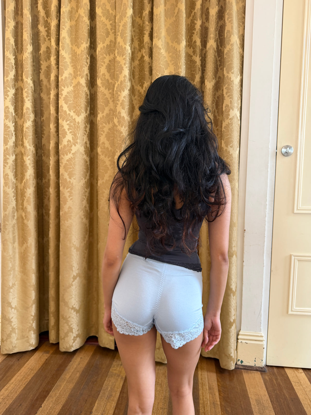 Baby Blue Lace Boyshorts (XS)