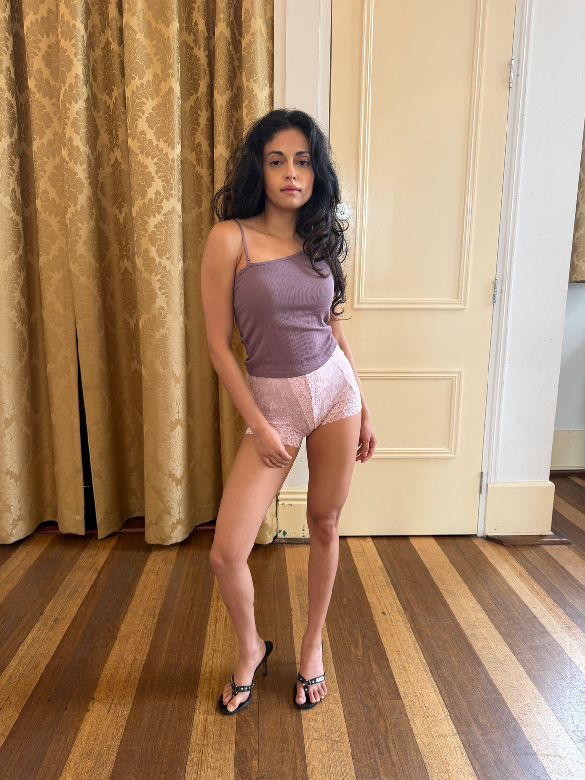 Dusty Purple Asymmetrical Ribbed Knit Tank (S)