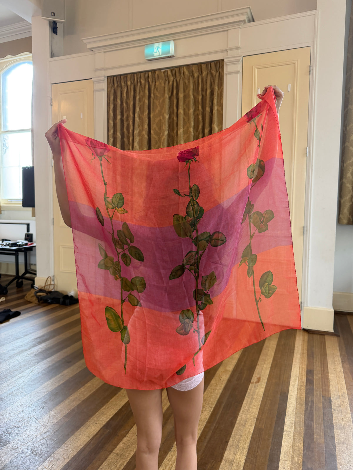 Gucci Rose Print Silk Scarf