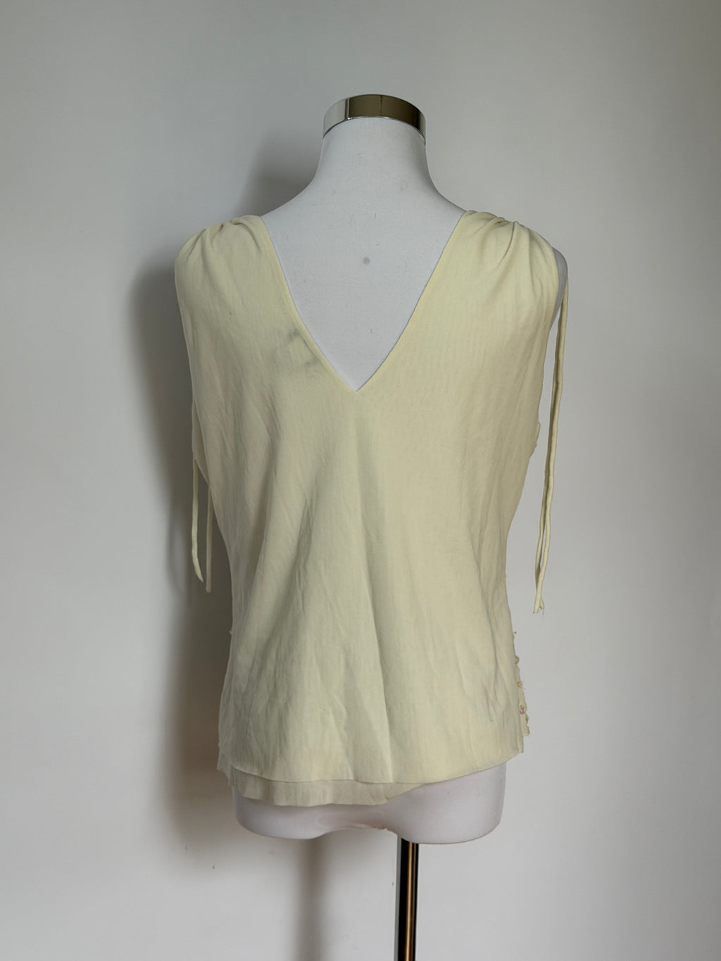 Vintage Y2K Cream Sequin Tie Strap Top (L/XL)