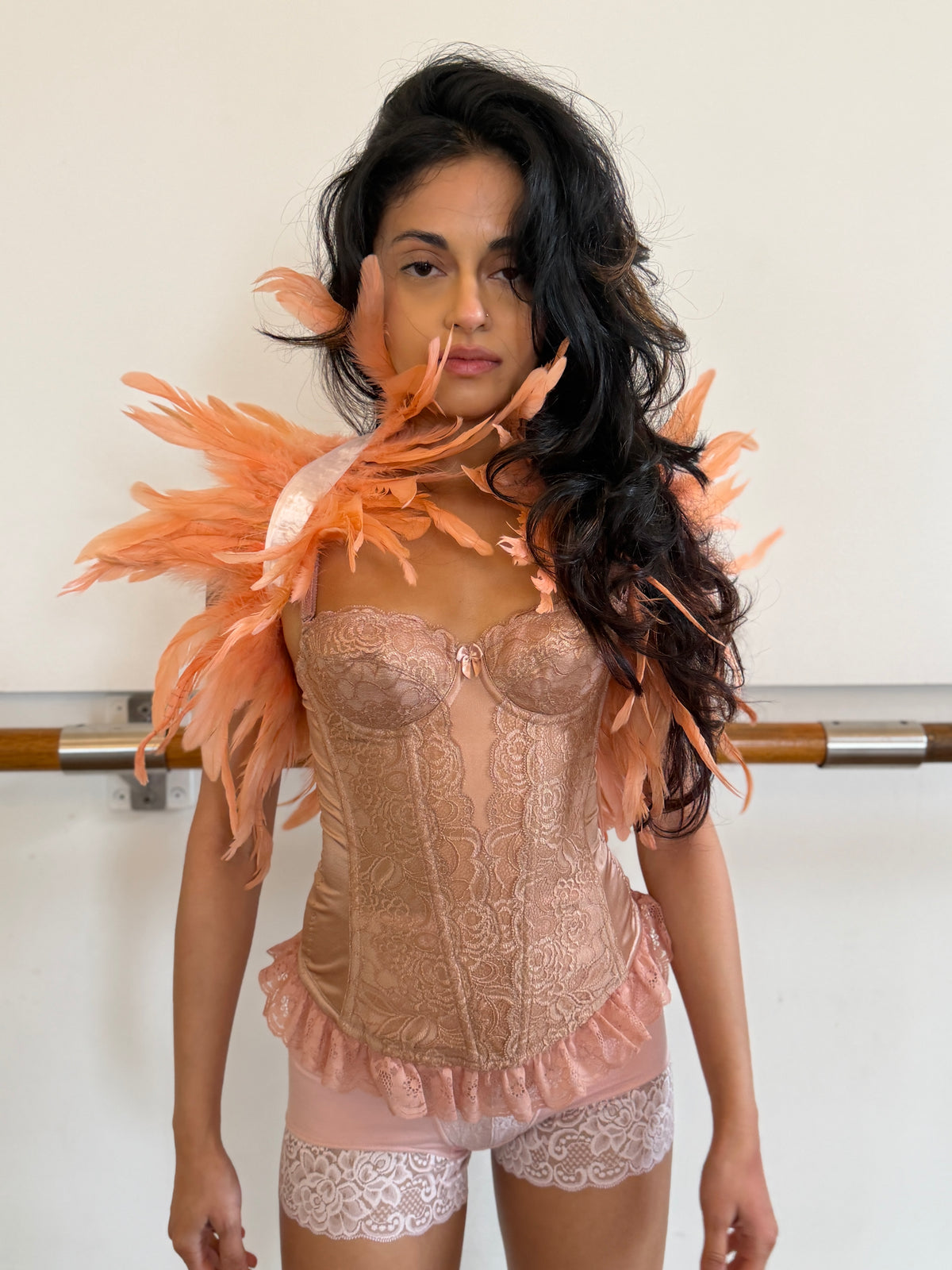 Beige Pink Lace Corset Cami (XS)