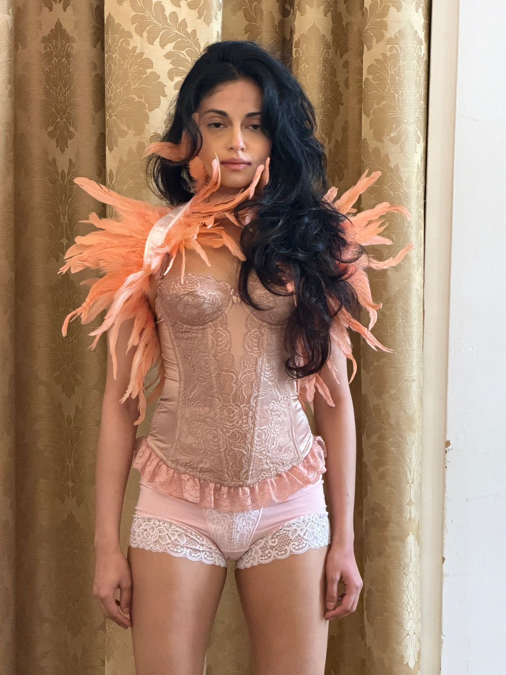 Beige Pink Lace Corset Cami (XS)