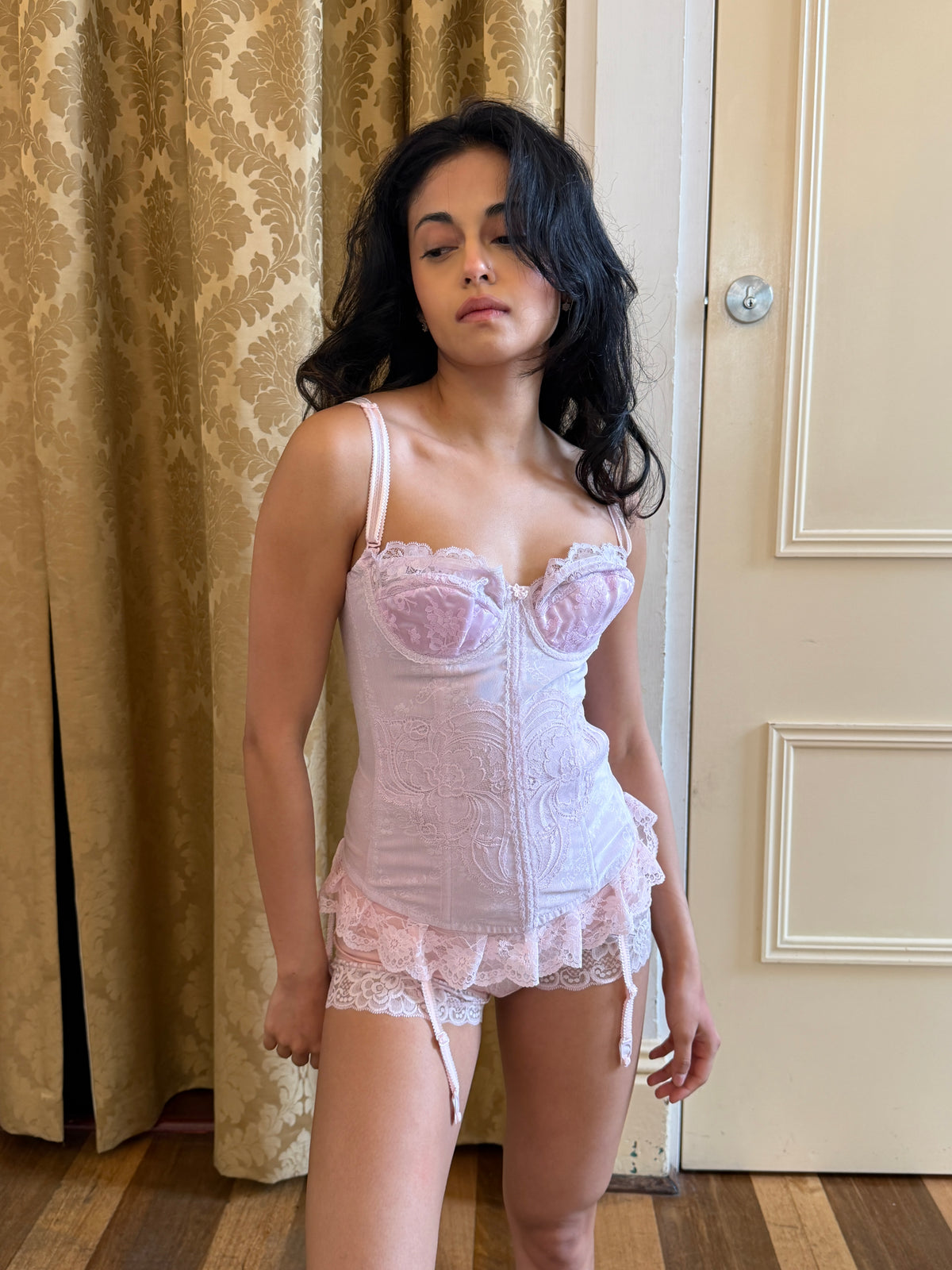 Pink Lace High Waist Shorts (XS–S)