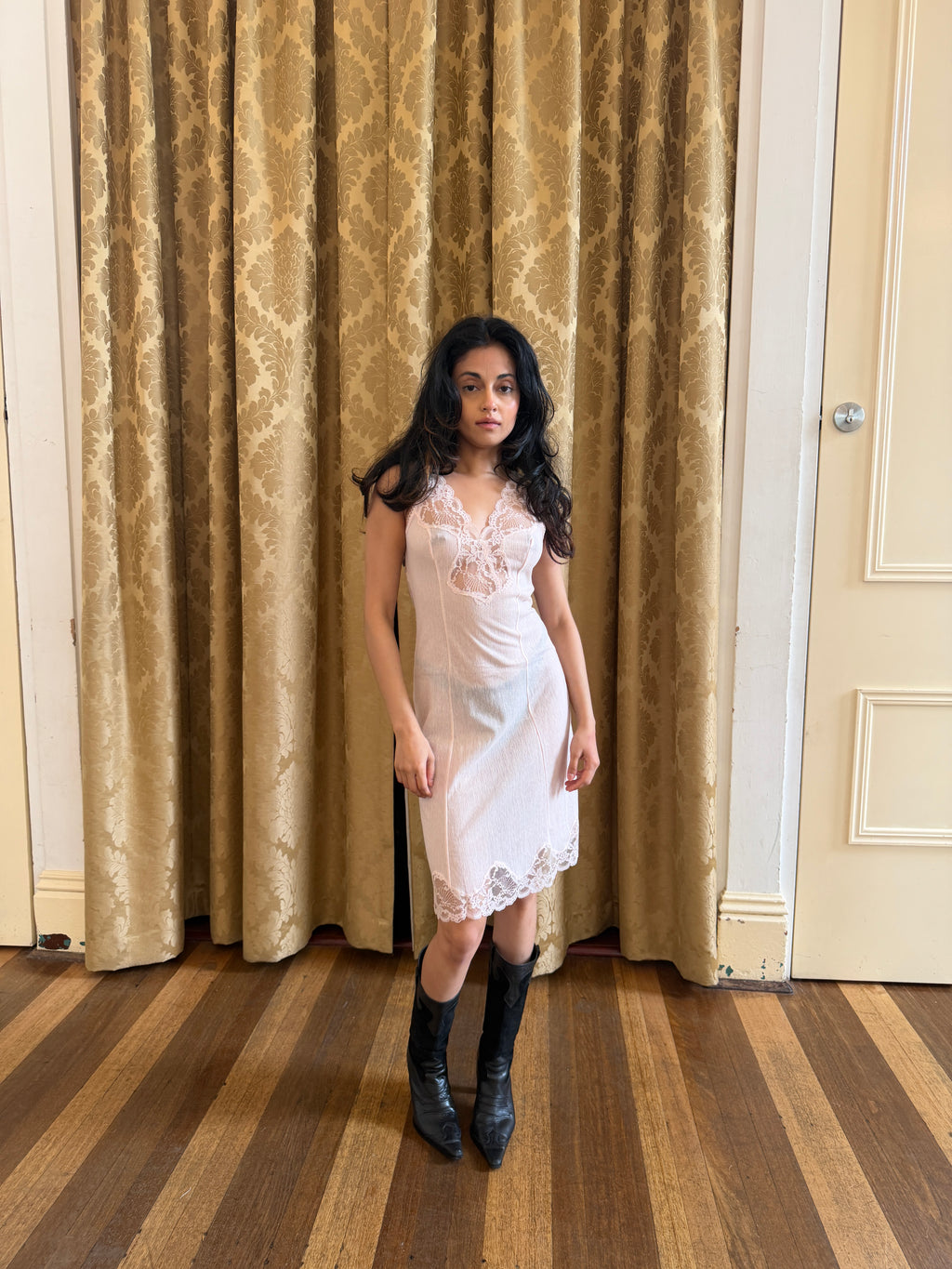 Pale Blush Pink Lace Slip Dress (XS–S)