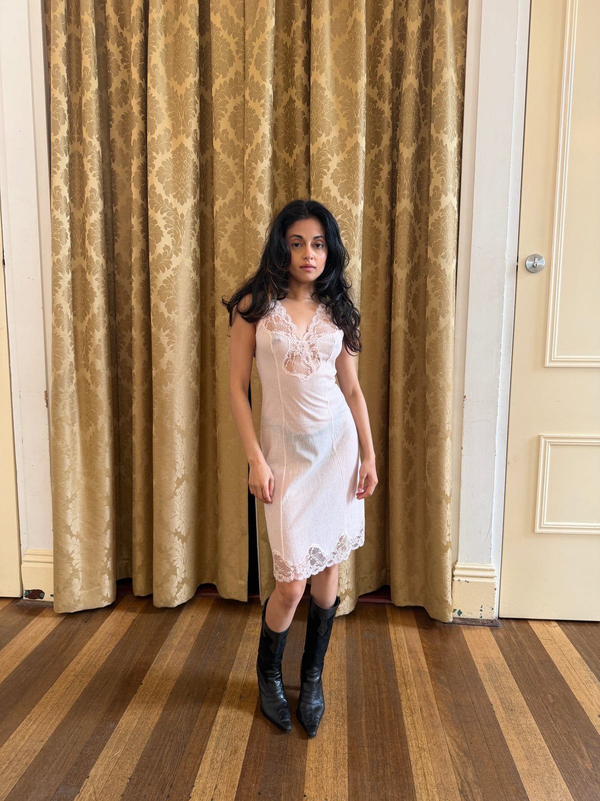 Pale Blush Pink Lace Slip Dress (XS–S)