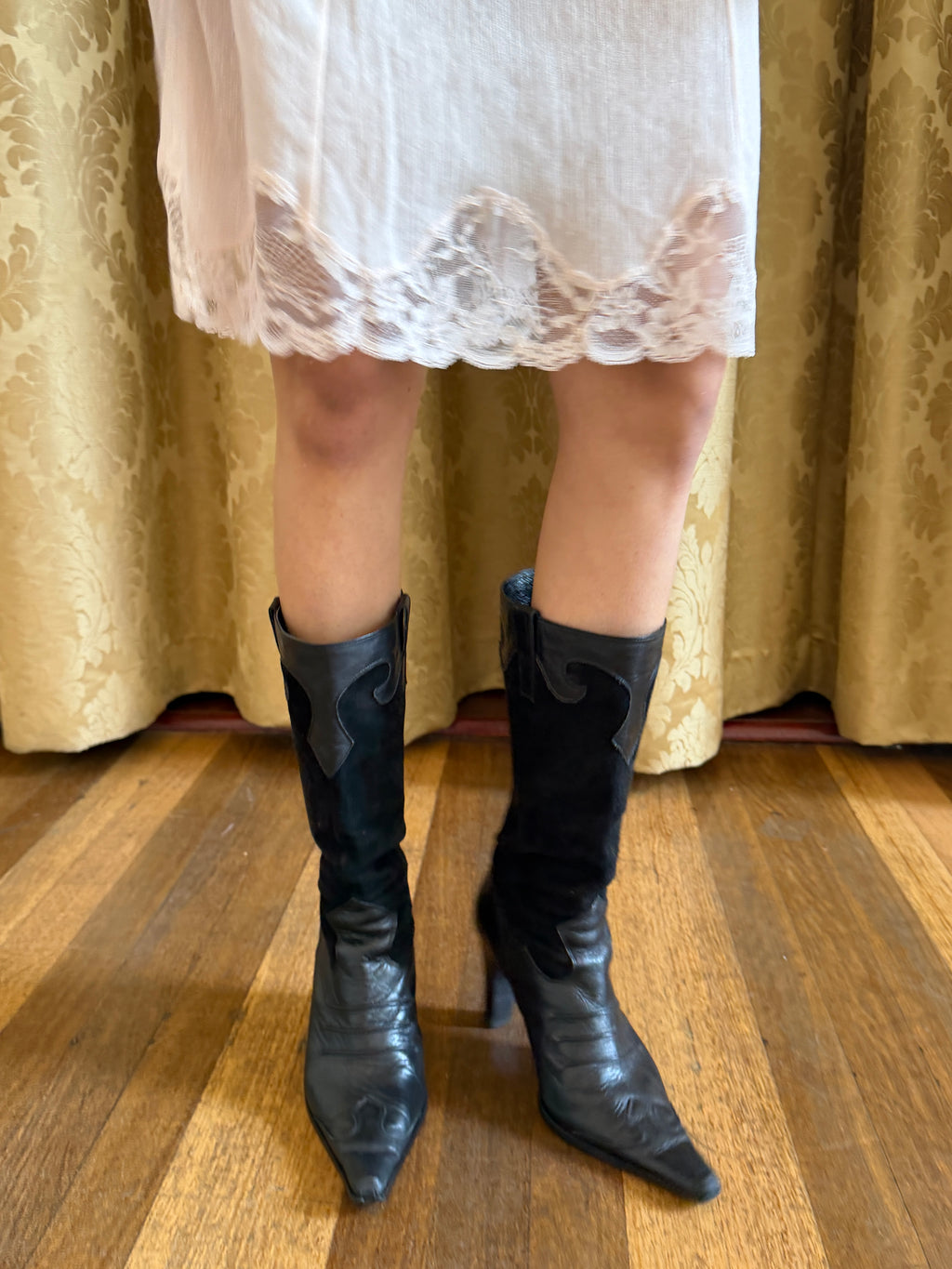 Morgan de Toi Leather Western Boots — Black (23cm)