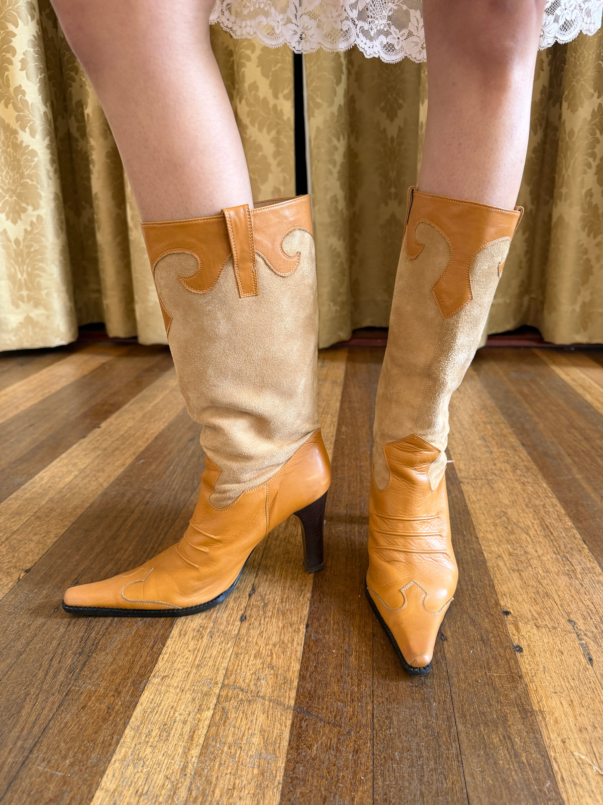 Morgan de Toi Leather Western Boots — Tan (23cm)