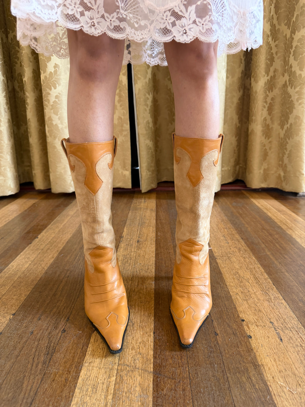 Morgan de Toi Leather Western Boots — Tan (23cm)