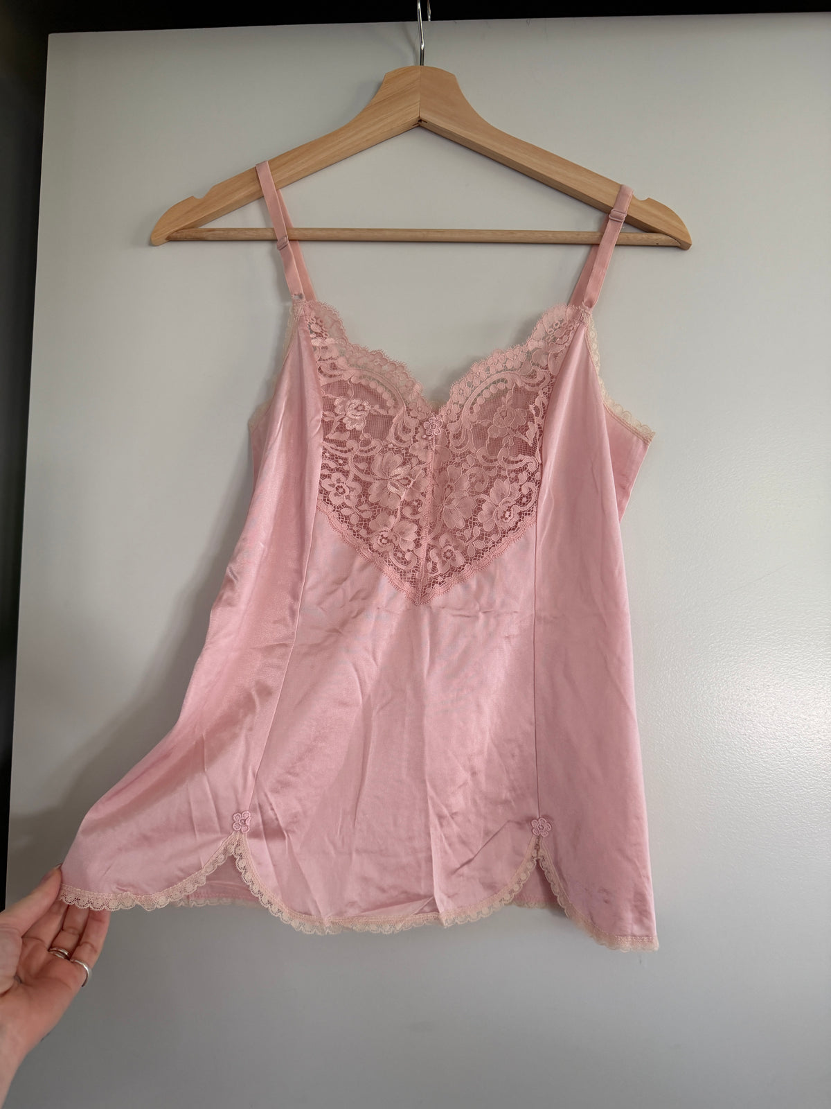 Pink Lace Sweetheart Slip Cami (S–M)