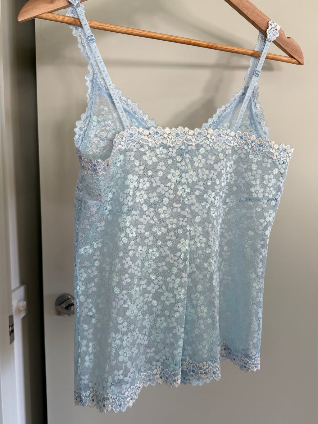 Pale Blue Sheer Floral Lace Cami (S–M)