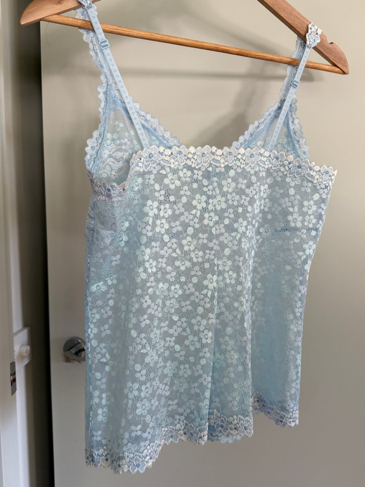Pale Blue Sheer Floral Lace Cami (S–M)