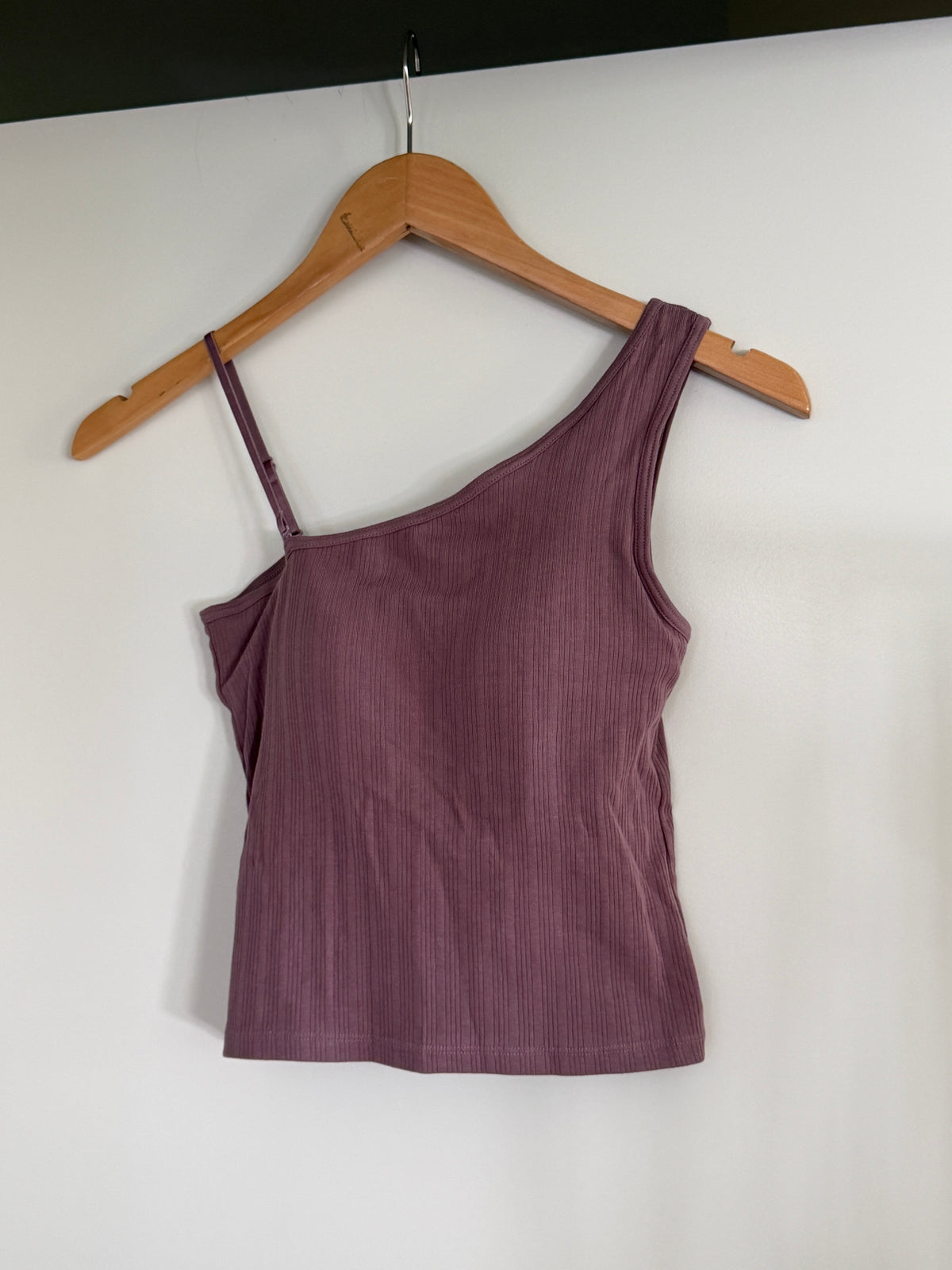 Dusty Purple Asymmetrical Ribbed Knit Tank (S)
