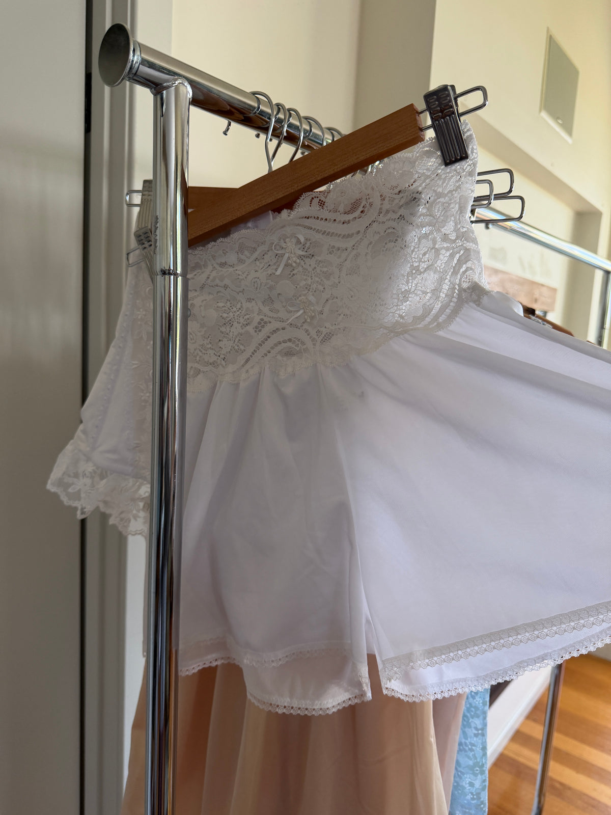 Cream Lace Waistband Slip Shorts (XS–S)