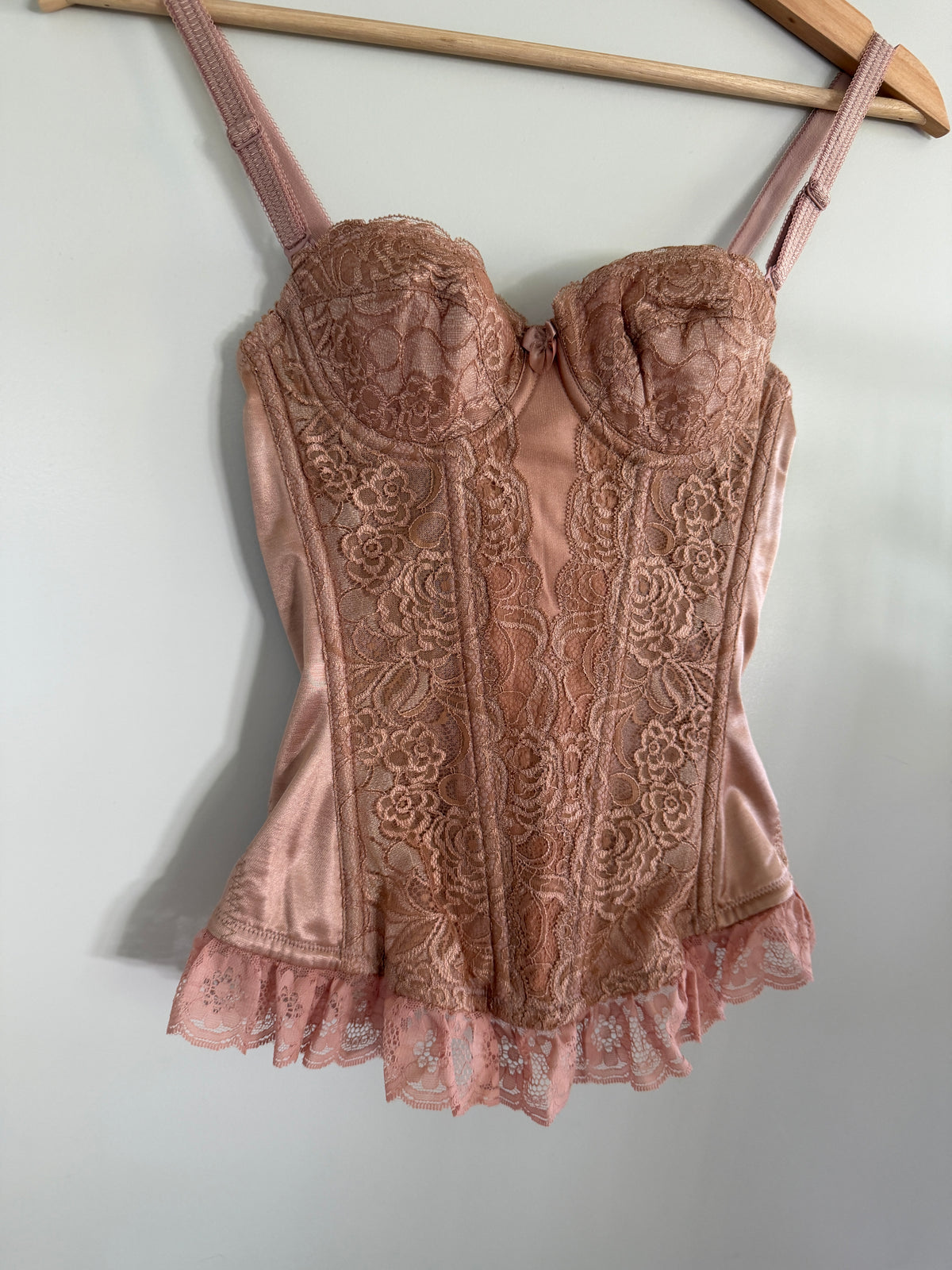Beige Pink Lace Corset Cami (XS)