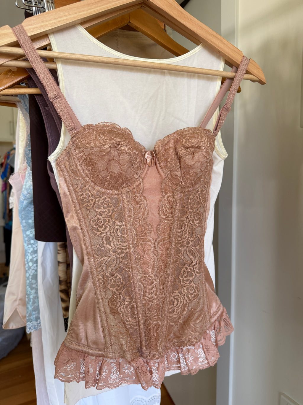 Beige Pink Lace Corset Cami (XS)