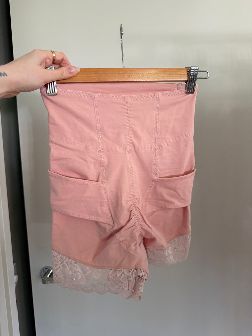 Pink Lace High Waist Shorts (XS–S)