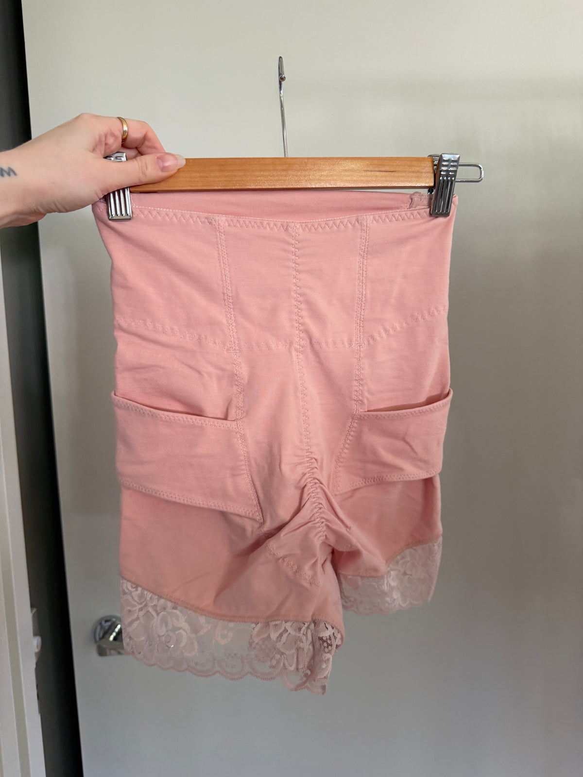 Pink Lace High Waist Shorts (XS–S)