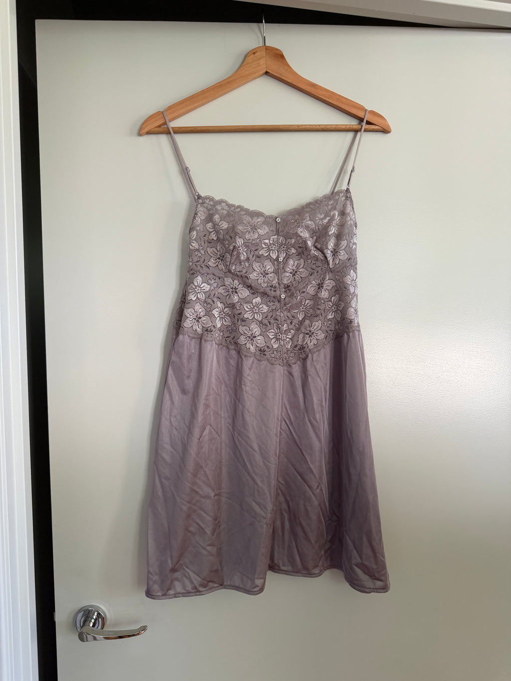 Grey Silver Daisy Lace Slip Dress (M–L)