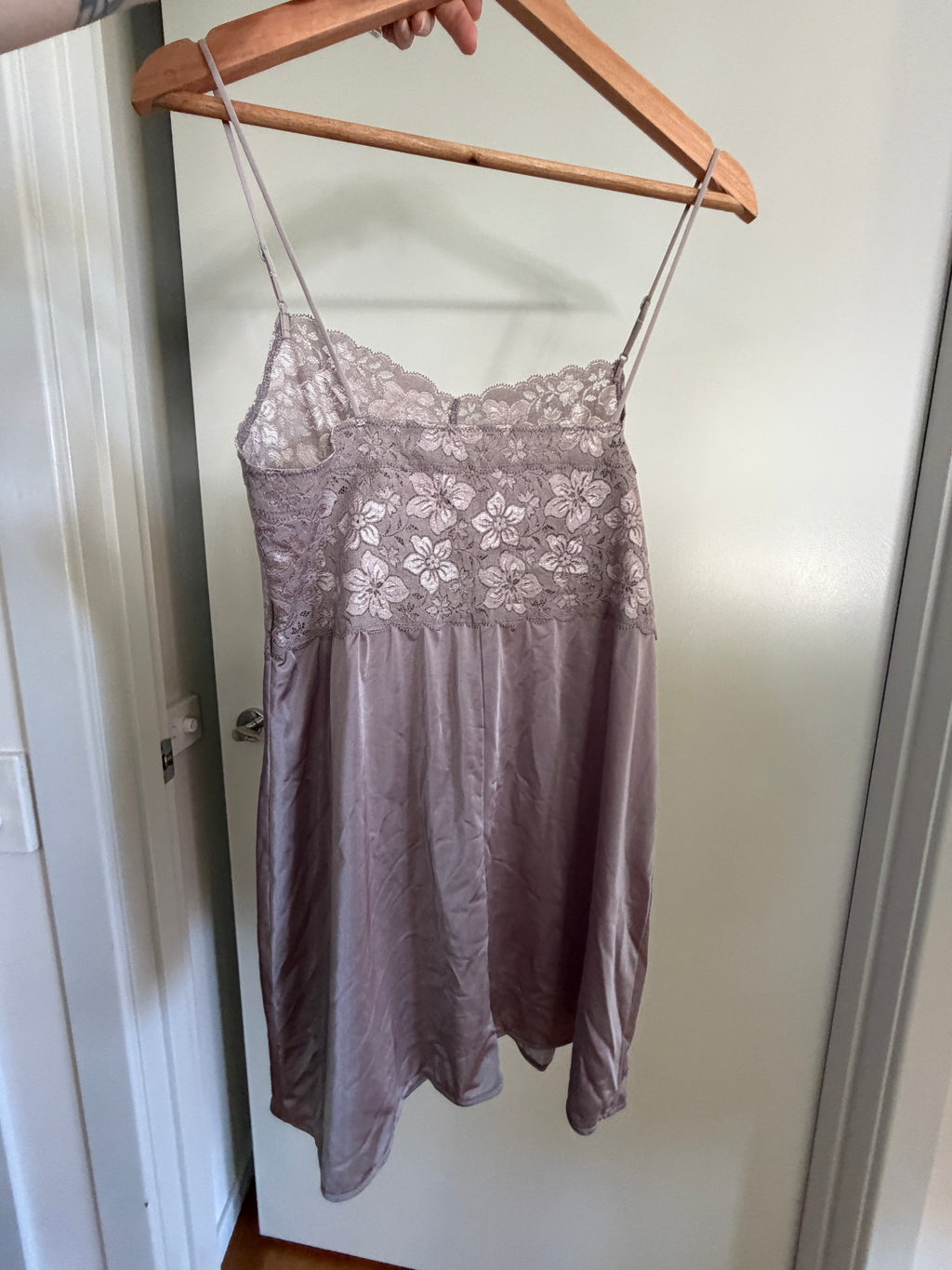 Grey Silver Daisy Lace Slip Dress (M–L)