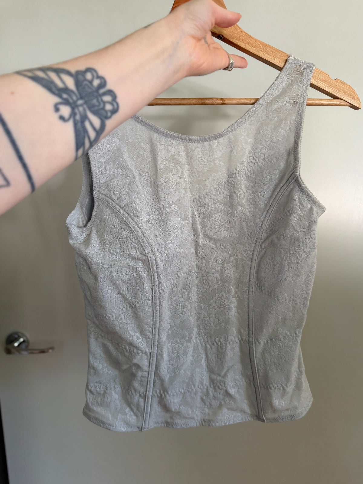 Dusty Blue Lace Body Shaper Tank (M)