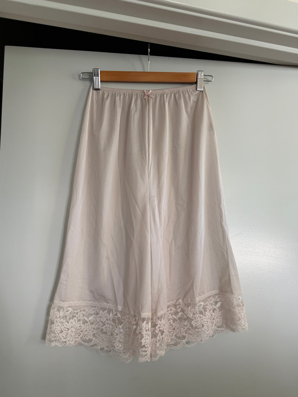 Cream Long Slip Shorts with Lace Hem (XS–M)