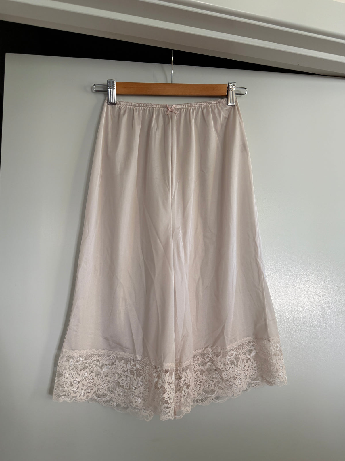 Cream Long Slip Shorts with Lace Hem (XS–M)