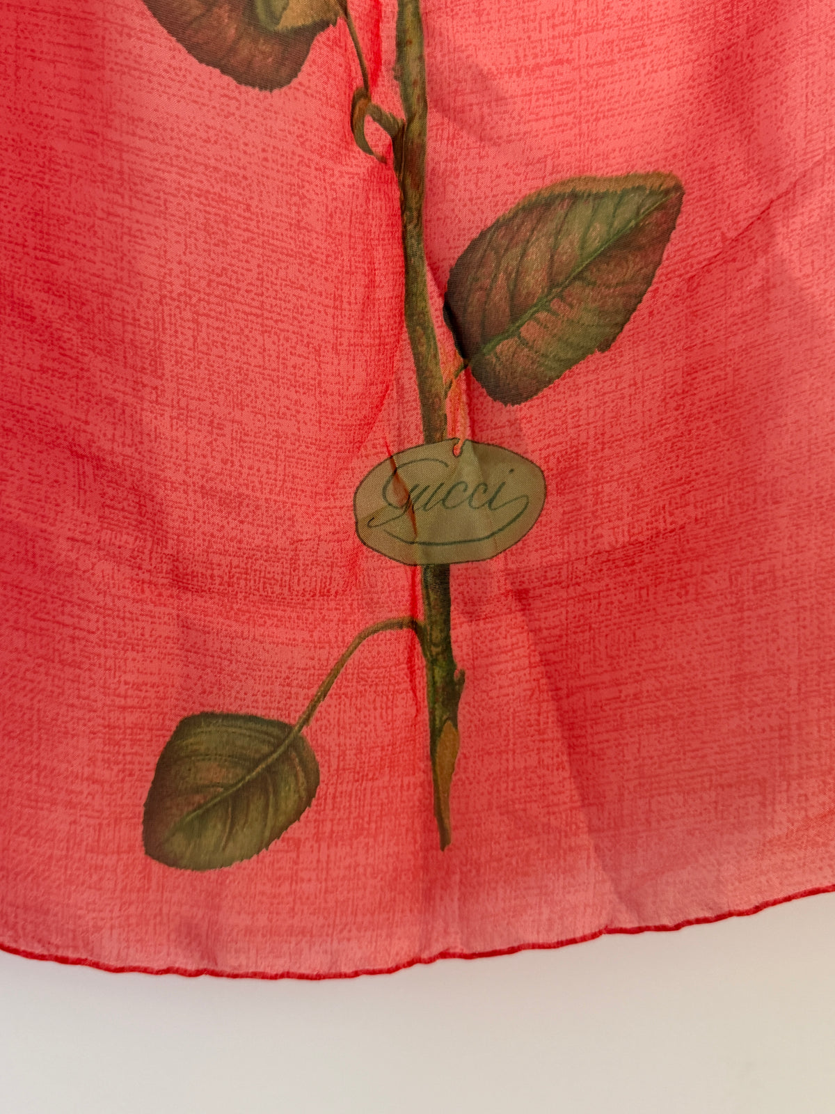 Gucci Rose Print Silk Scarf