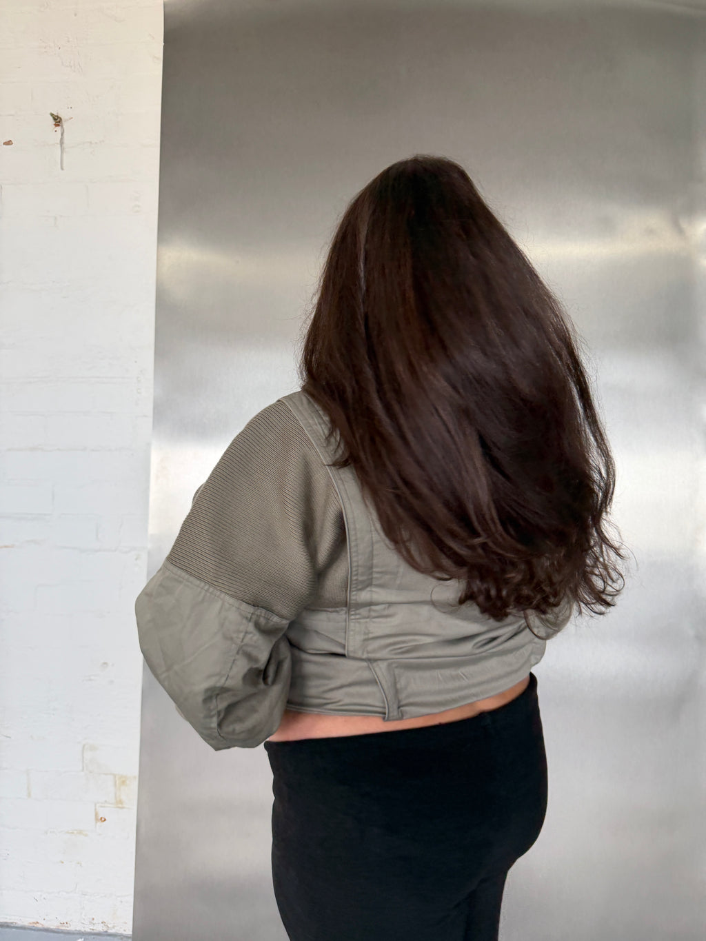 Vintage Taupe Knit Panel Blouson Jacket (XL)
