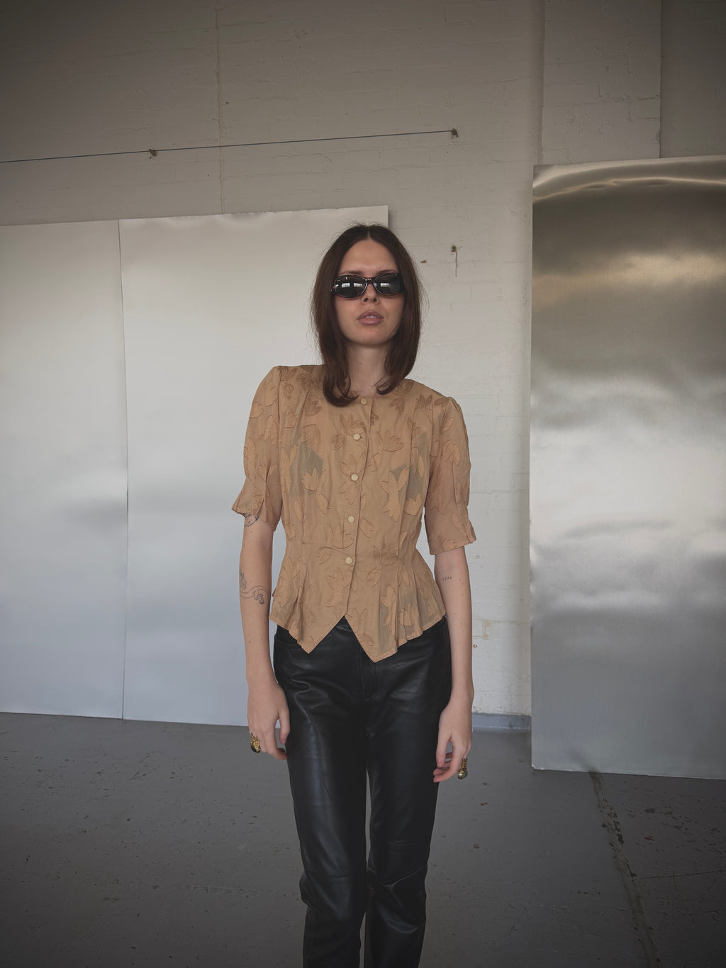 Pierre Balmain Floral Sheer Blouse (XS/S)