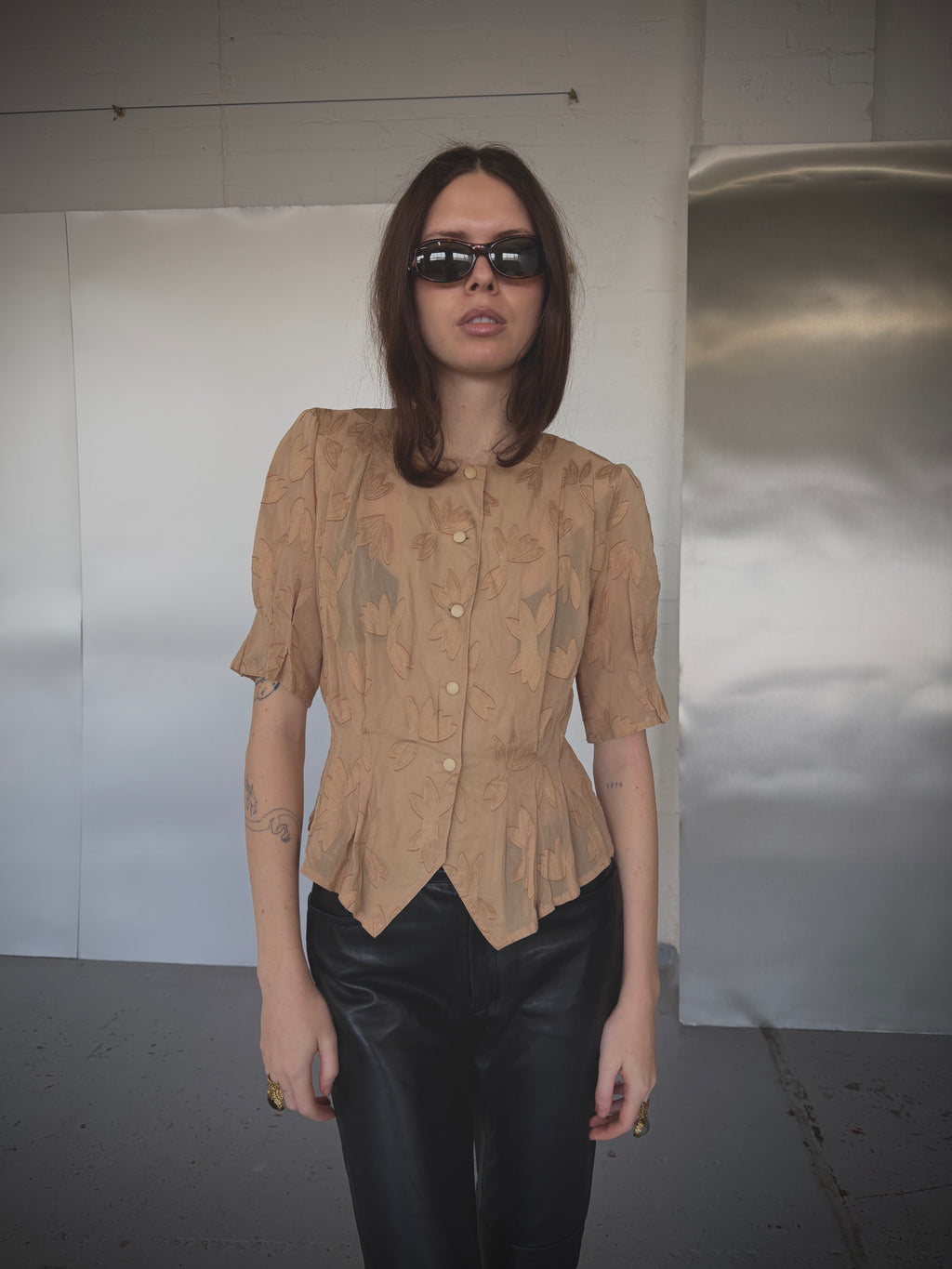 Pierre Balmain Floral Sheer Blouse (XS/S)