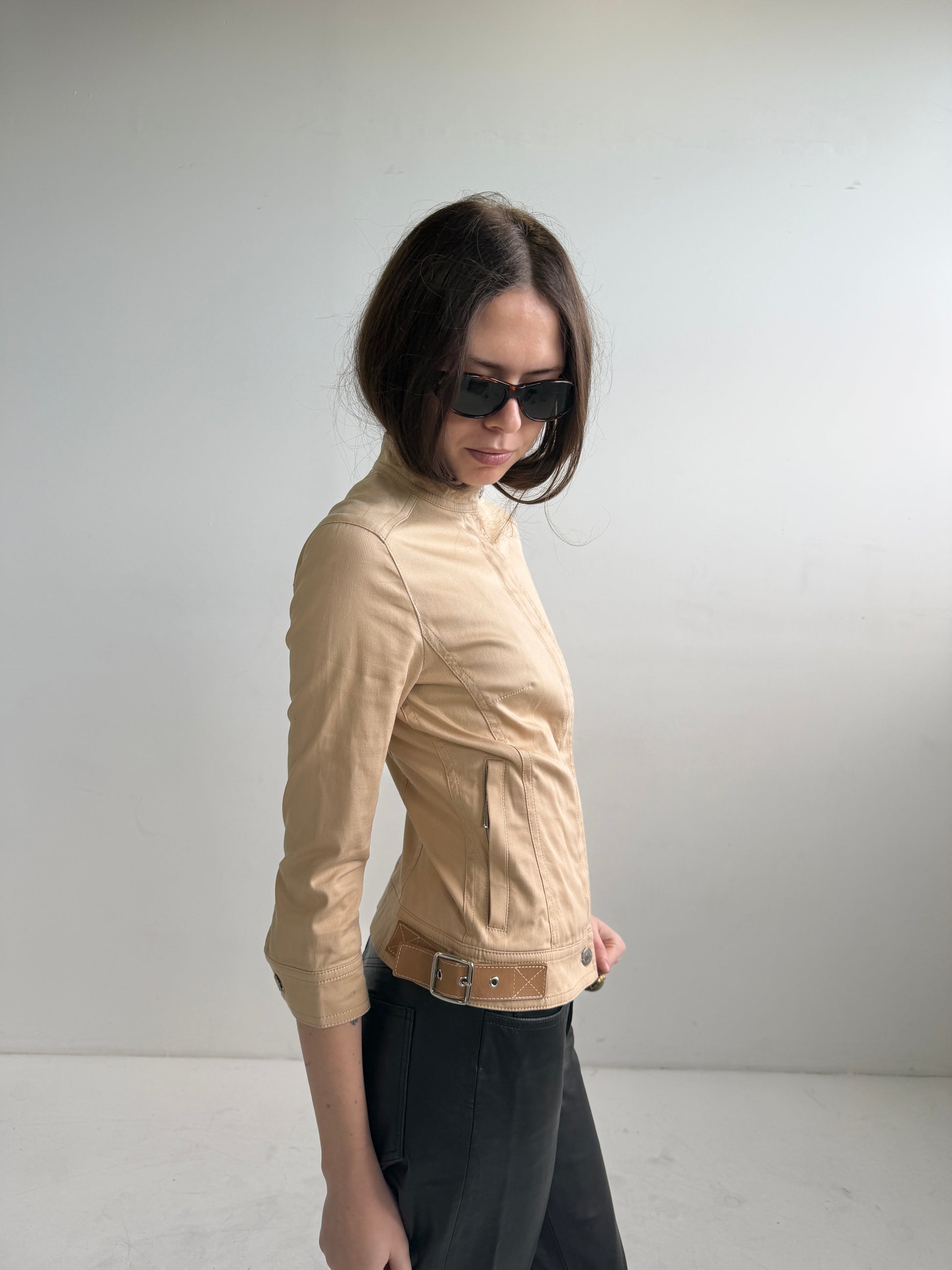 Vintage Beige Fitted Jacket (XS Petite)