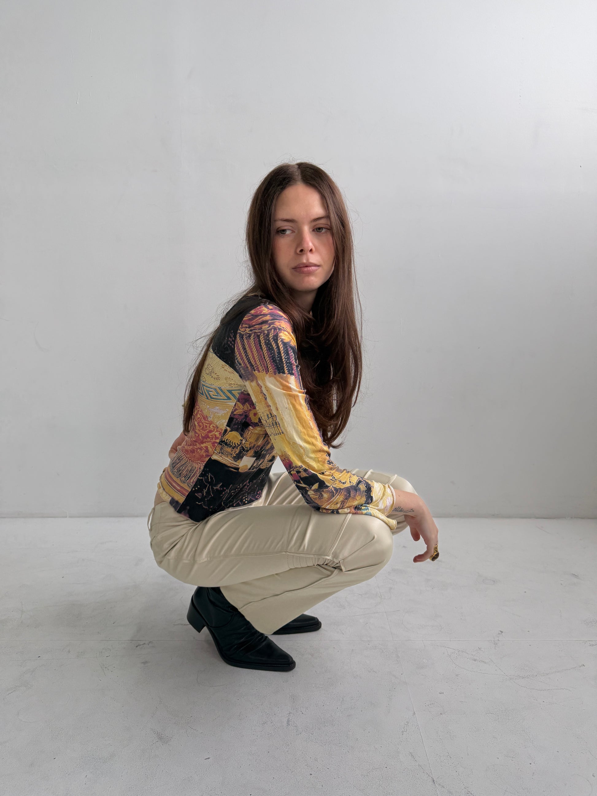 JPG Cream Moto Low Rise Pants (XS)
