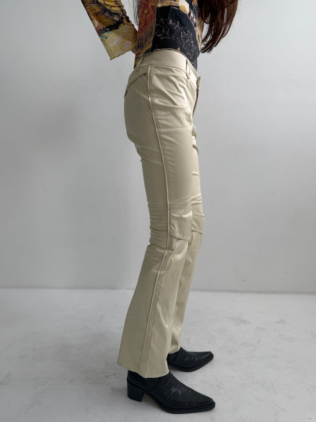 JPG Cream Moto Low Rise Pants (XS)