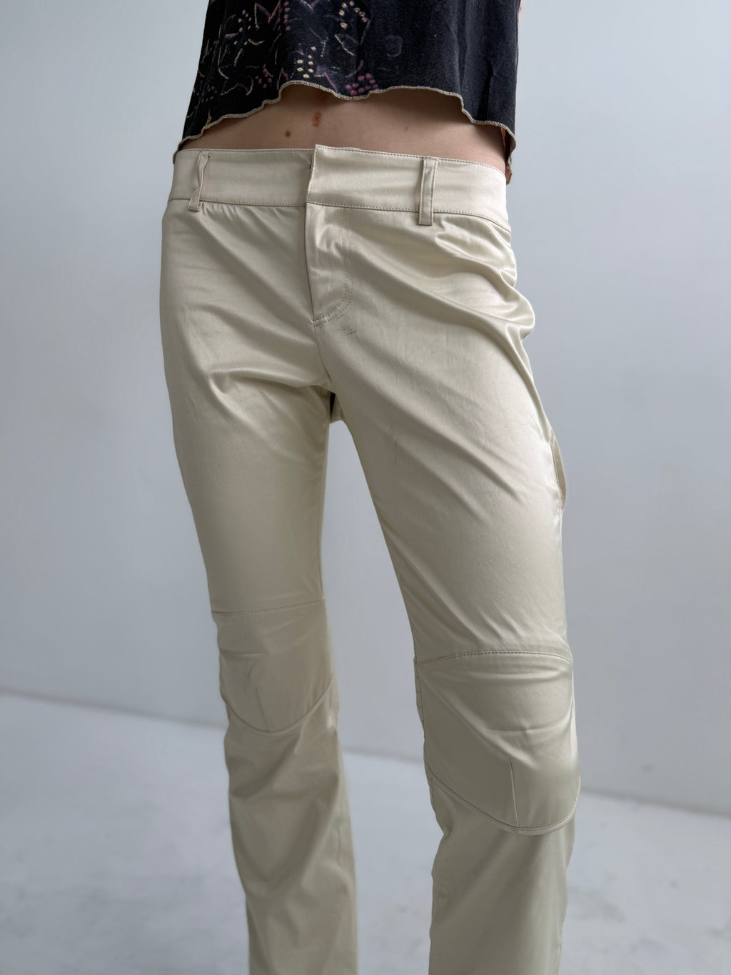 JPG Cream Moto Low Rise Pants (XS)