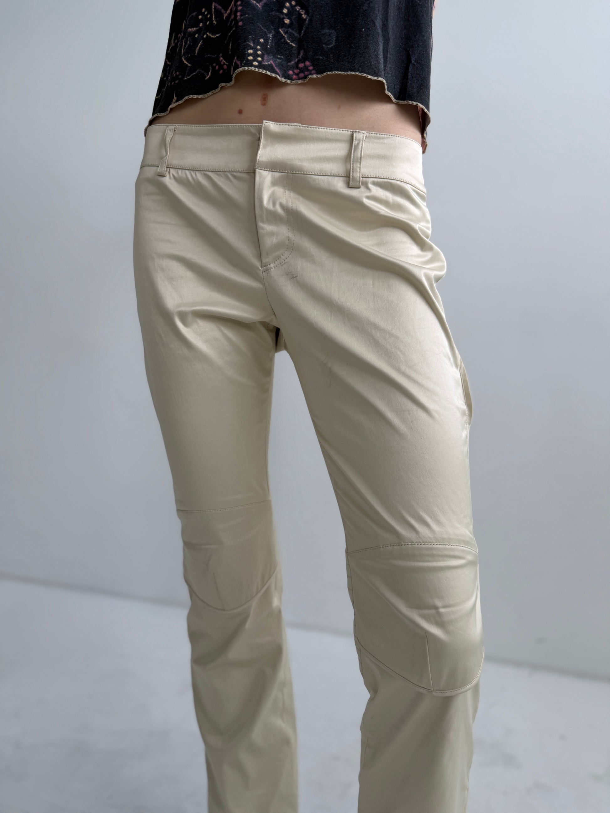 JPG Cream Moto Low Rise Pants (XS)