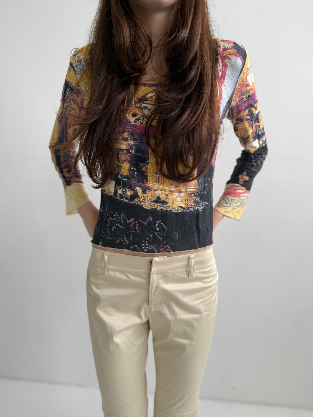 JPG Cream Moto Low Rise Pants (XS)