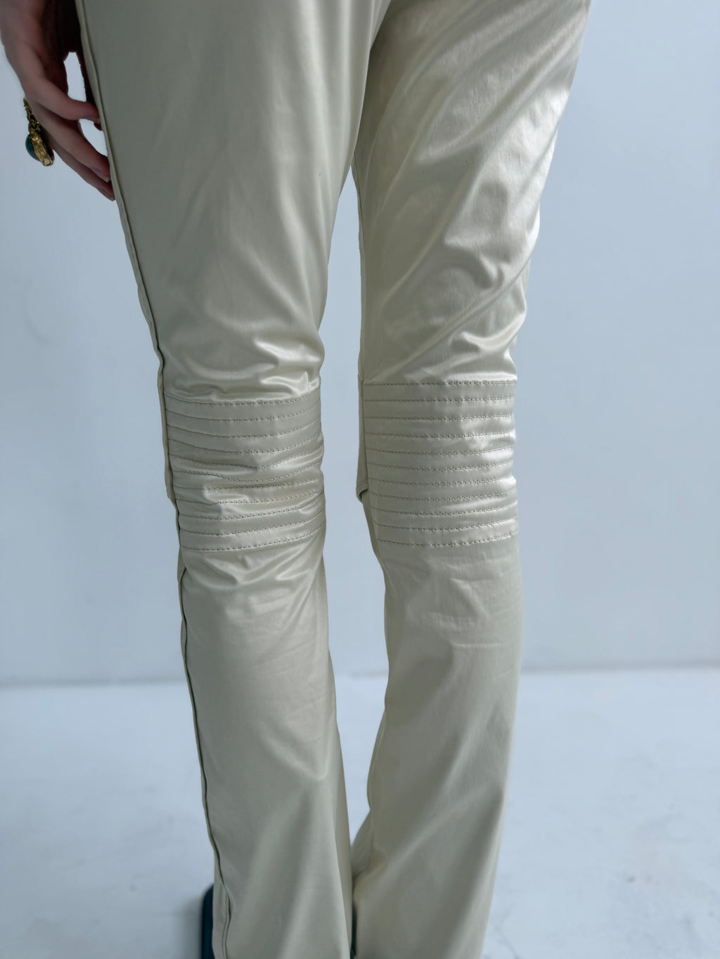 JPG Cream Moto Low Rise Pants (XS)